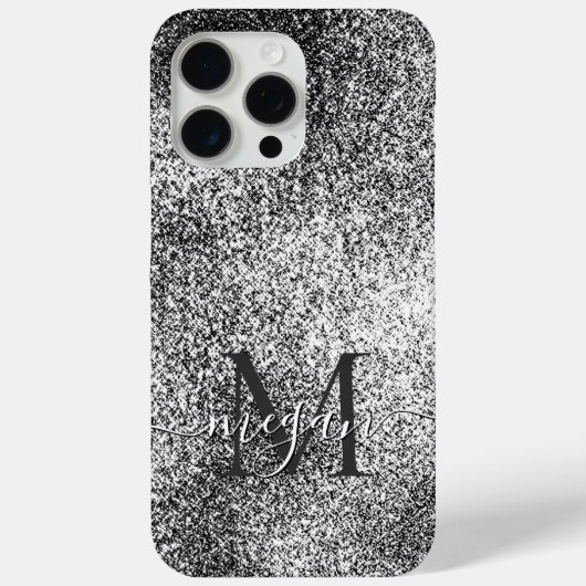 Silver Glitzer Sparkle - Custom Monogram Chic Case-Mate iPhone Hülle (Rückseite)