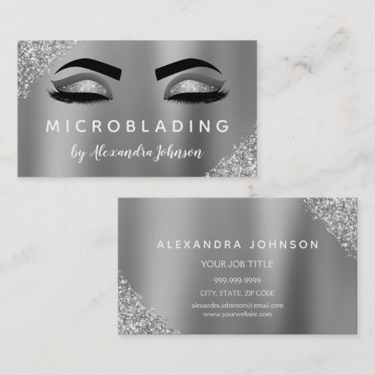 Silver Glitzer Sparkle Eyelashes Microblading Visitenkarte (Vorne/Hinten)