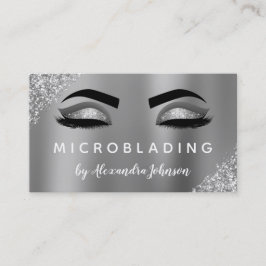 Silver Glitzer Sparkle Eyelashes Microblading Visitenkarte
