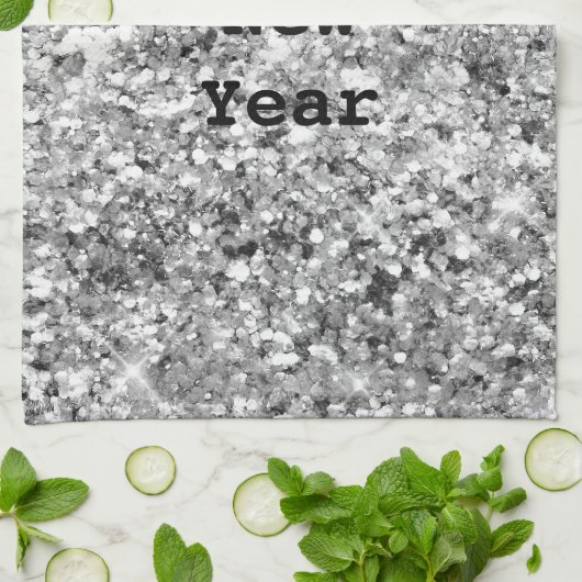 Silver Glitzer Sparkle Geschirrtuch (Gefaltet)