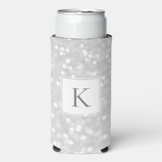 Silver Glitzer Sparkle Glam Initial Monogram Selters Dosenkühler