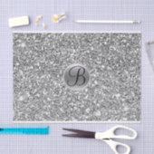 Silver Glitzer Sparkle Glam Monogram Initial Seidenpapier (Handwerk)