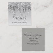 Silver Glitzer Sparkle Lashes Quadratische Visitenkarte (Vorne/Hinten)