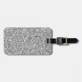Silver Glitzer Sparkle Metallic Gepäckmarke Gepäckanhänger (Vorderseite horizontal)