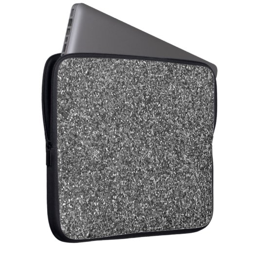 Silver Glitzer Sparkle Metallic Laptop Sleeve (Vorne Rechts)