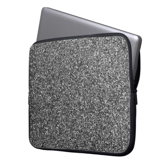 Silver Glitzer Sparkle Metallic Laptop Sleeve (Vorderseite Links)