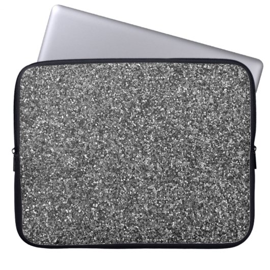 Silver Glitzer Sparkle Metallic Laptop Sleeve (Vorderseite)