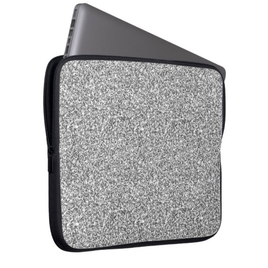 Silver Glitzer Sparkle Metallic Laptop Sleeve (Vorne Rechts)