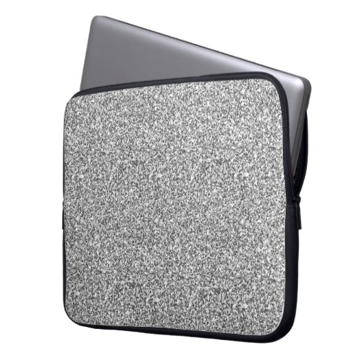 Silver Glitzer Sparkle Metallic Laptop Sleeve (Vorderseite Links)