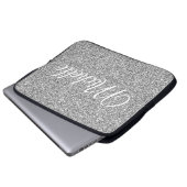 Silver Glitzer Sparkle Metallic Personalisiert Laptopschutzhülle (Vorne Knopf)