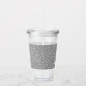 Silver Glitzer & Sparkle Monogram Birthday Acryltrinkbecher (Rechts)