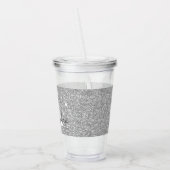 Silver Glitzer & Sparkle Monogram Birthday Acryltrinkbecher (Links)