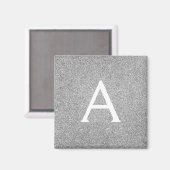 Silver Glitzer & Sparkle Monogram Birthday Magnet (Vorderseite/Rückseite)