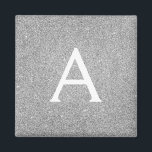 Silver Glitzer & Sparkle Monogram Birthday Magnet<br><div class="desc">Eleganter Silver Imitate Glitzer und sparkle Elegant Monogram Wedding,  Brautparty,  Geburtstag oder Junggeselinnen-Abschied Magnet. Dieses Black,  White und Silver Birthday Party Magnet kann so angepasst werden,  dass es Ihren Anfangs- und Vornamen enthält.</div>