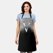 Silver Glitzer Sparkle Monogram Black Girl Custom Schürze (Getragen)