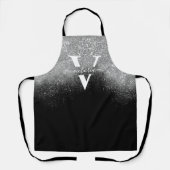 Silver Glitzer Sparkle Monogram Black Girl Custom Schürze (Vorderseite)
