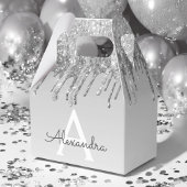 Silver Glitzer & Sparkle Monogram Geschenkschachtel