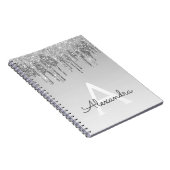 Silver Glitzer Sparkle Monogram Notebook Notizblock (Rechte Seite)
