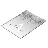 Silver Glitzer Sparkle Monogram Notebook Notizblock (Linke Seite)