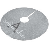 Silver Glitzer & Sparkle Monogram Polyester Weihnachtsbaumdecke (Schrägansicht)