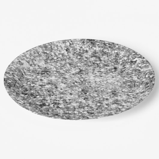 Silver Glitzer Sparkle Pappteller (Schrägansicht)