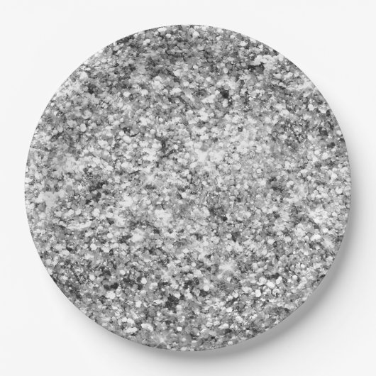 Silver Glitzer Sparkle Pappteller (Vorderseite)