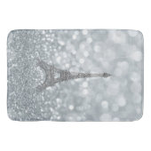 Silver Glitzer Sparkle Paris Eiffel Tower Glam Badematte (Vorderseite)