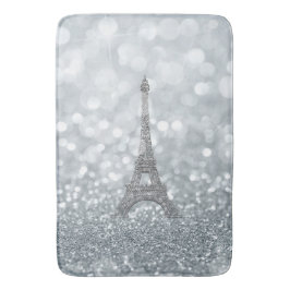 Silver Glitzer Sparkle Paris Eiffel Tower Glam Badematte