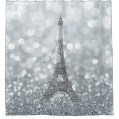 Silver Glitzer Sparkle Paris Eiffel Tower Glam Duschvorhang (Vorderseite)