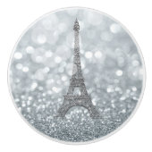 Silver Glitzer Sparkle Paris Eiffel Tower Glam Keramikknauf (Vorderseite)