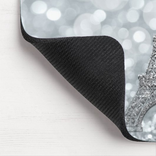 Silver Glitzer Sparkle Paris Eiffel Tower Glam Mousepad (Ecke)