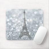 Silver Glitzer Sparkle Paris Eiffel Tower Glam Mousepad (Mit Mouse)