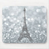 Silver Glitzer Sparkle Paris Eiffel Tower Glam Mousepad (Vorne)