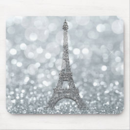 Silver Glitzer Sparkle Paris Eiffel Tower Glam Mousepad