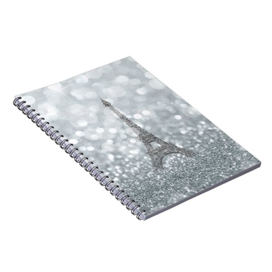 Silver Glitzer Sparkle Paris Eiffel Tower Glam Notizblock (Rechte Seite)