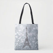 Silver Glitzer Sparkle Paris Eiffel Tower Glam Tasche (Vorderseite)