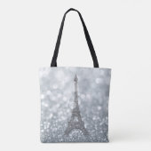 Silver Glitzer Sparkle Paris Eiffel Tower Glam Tasche (Rückseite)