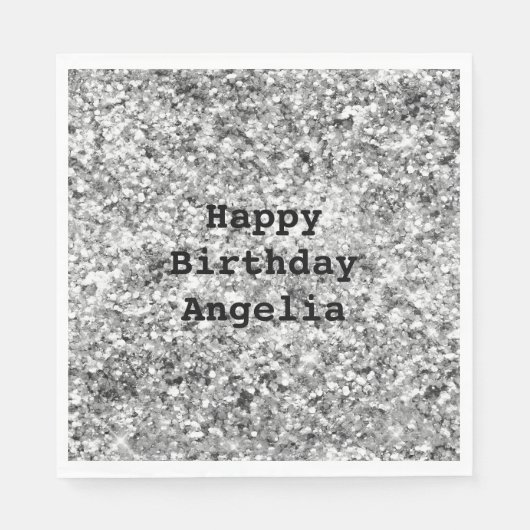 Silver Glitzer Sparkle Serviette (Vorderseite)