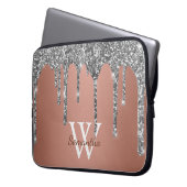 Silver Glitzer Sparkle Tropfen Rose Gold Monogramm Laptopschutzhülle (Vorderseite Links)