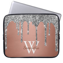 Silver Glitzer Sparkle Tropfen Rose Gold Monogramm