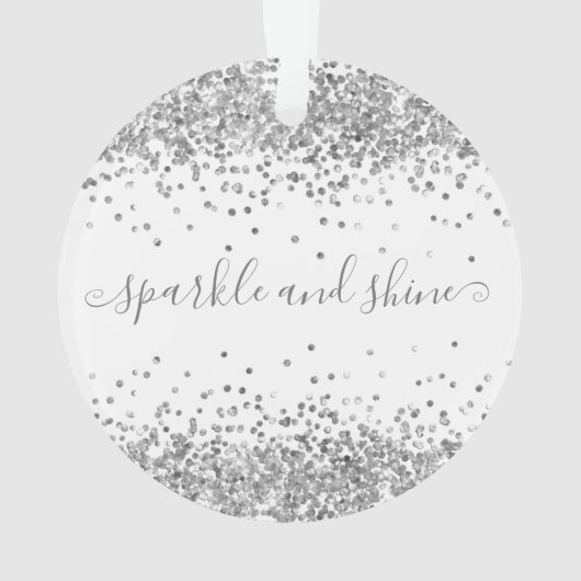 Silver Glitzer Sparkle und Shine Happy Holidays Ornament (Rückseite)