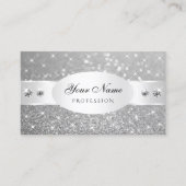 Silver Glitzer Sparkling Stars Visitenkarte (Vorderseite)