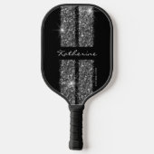 Silver Glitzer Sport Racing Streifen Elegante Pick Pickleball Schläger (Rückseite)