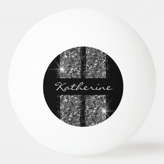 Silver Glitzer Sport Racing Streifen Tischtennisball (Vorderseite)