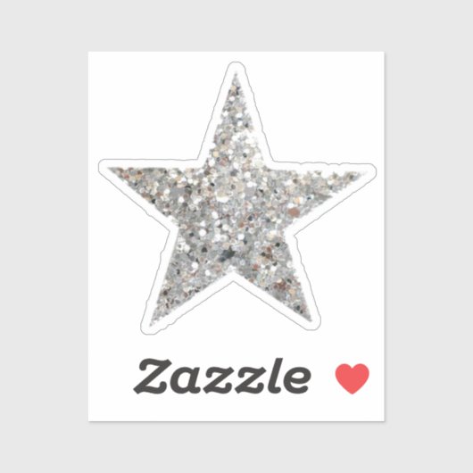 Silver Glitzer Star Sticker (Blatt)