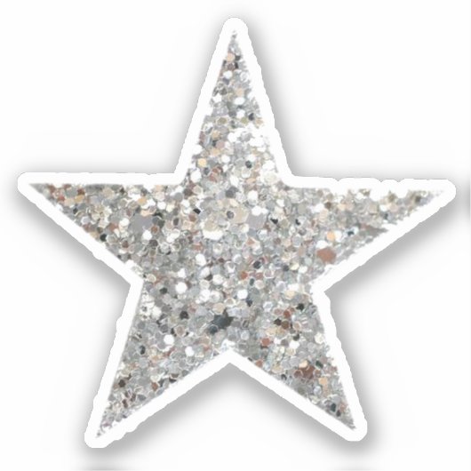 Silver Glitzer Star Sticker (Vorderseite)