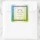 Silver Glitzer Stars Produktkennzeichnungen Aquama Quadratischer Aufkleber (Tasche)