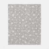 Silver Glitzer Stars Snowflakes Fleece Blankon (Vorderseite)
