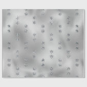 Silver Glitzer Stars Weihnachtsfeiertag Geschenkpapier (Flach)