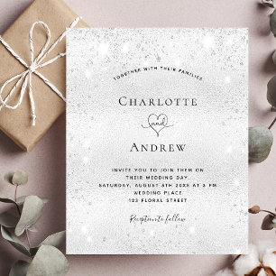 Silver Glitzer Staub Budget Hochzeitseinladung Flyer